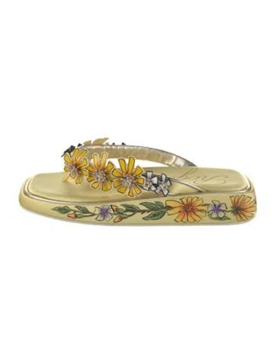 Pre-owned Roger Vivier Floral Print Sandals In Yellow