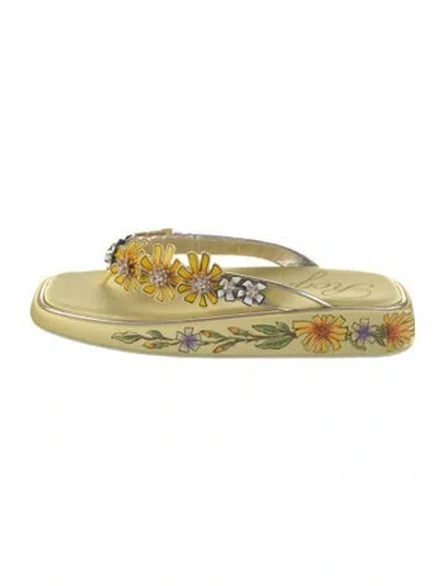 Pre-owned Roger Vivier Floral Print Slides In Yellow