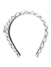Roger Vivier Checkered Crystal Buckle Embellished Wide Headband In White