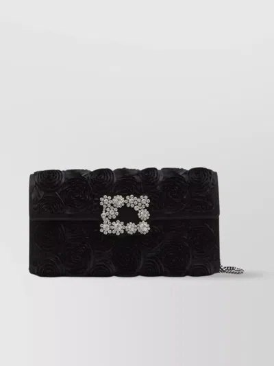 Roger Vivier Flower Appliqué Chain Strap Clutch Bag