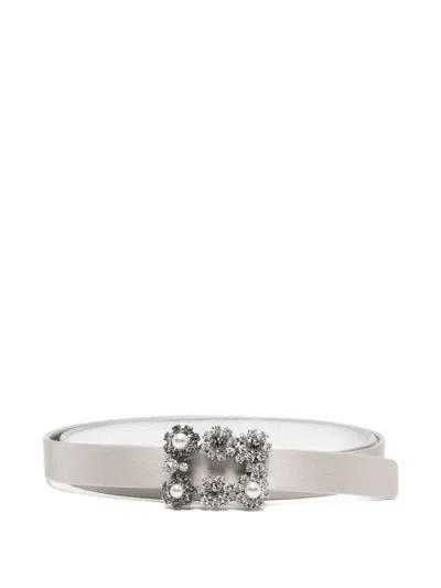 Roger Vivier Flower Belt In Gray