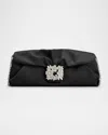Roger Vivier Women's Satin Efflorescence Clutch Bag With Buckle In Nero