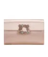 Roger Vivier Flower Buckle Envelope Flap Crossbody Bag In Brown