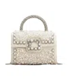 Roger Vivier Flower Mini Drill Buckle Wool Handbag In Nude