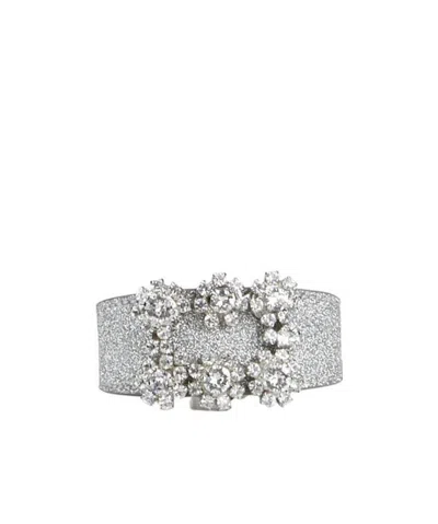 Roger Vivier Flower Strass Buckle Bracelet In Gray