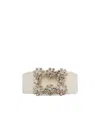 Roger Vivier Flower Strass Buckle Bracelet In White