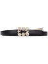 Roger Vivier Flower Strass Buckle Leather Belt