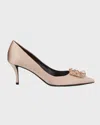Roger Vivier Blossom Embellished Detail Pointed Toe Pumps In Nude
