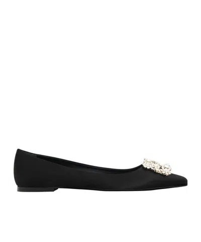 ROGER VIVIER FLOWER STRASS BUTTON BALLET SHOES