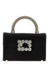 Roger Vivier Flower Strass Jewel Mini Handbag In Black