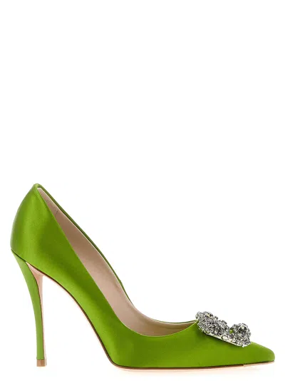 Roger Vivier Flower Strass Pump In Green