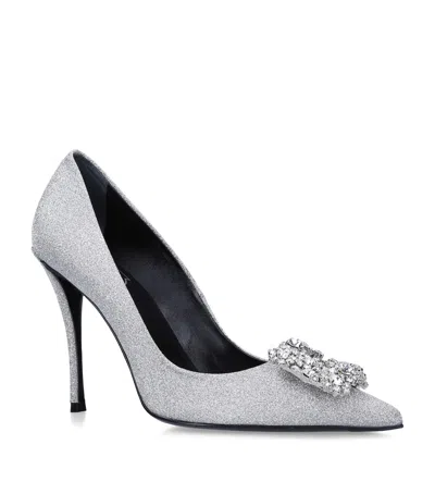 Roger Vivier Flower Strass Pumps 100 In Silver