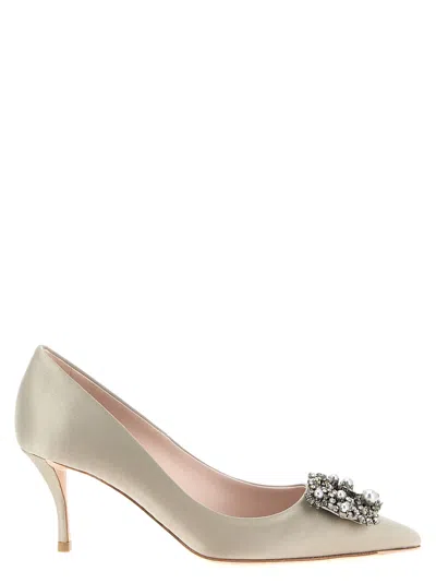 Roger Vivier Flower Strass Pumps In Gray
