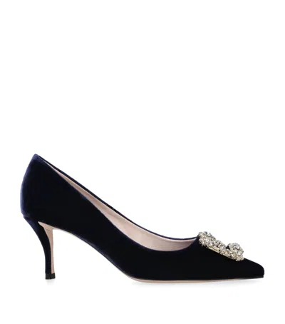 Roger Vivier Flower Strass Pumps 65 In Navy