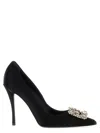 Roger Vivier 65 Crystal Flower Buckle Satin Pumps In Black