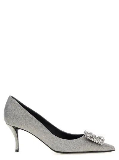 Roger Vivier Flower Strass Pumps Silver
