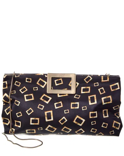 Roger Vivier Folder Satin Clutch In Black