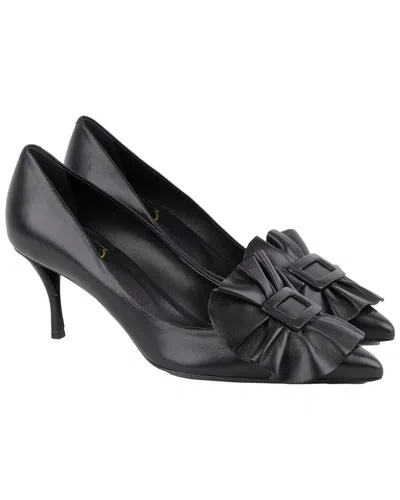 Roger Vivier Frilly Buckle Leather Pump In Black