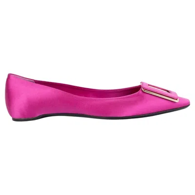 Pre-owned Roger Vivier Fuchsia Satin Trompette Ballet Flats Shoes 38 In Pink