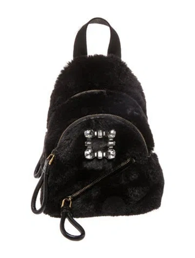 Pre-owned Roger Vivier Fur Backpack In Black