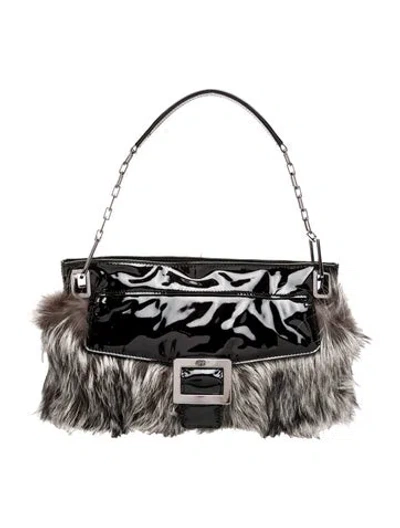 Pre-owned Roger Vivier Fur Top Handle Bag In Multi