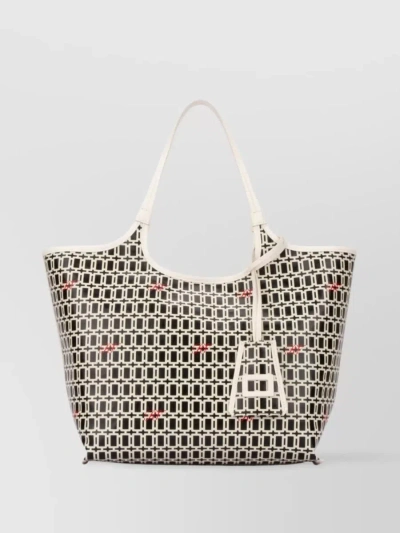 Roger Vivier Geometric Pattern Tote With Top Handles In Cream