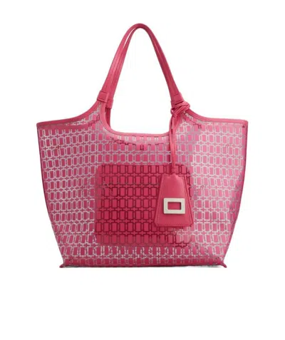 Roger Vivier Geometric-printed Tote Bag In Pink
