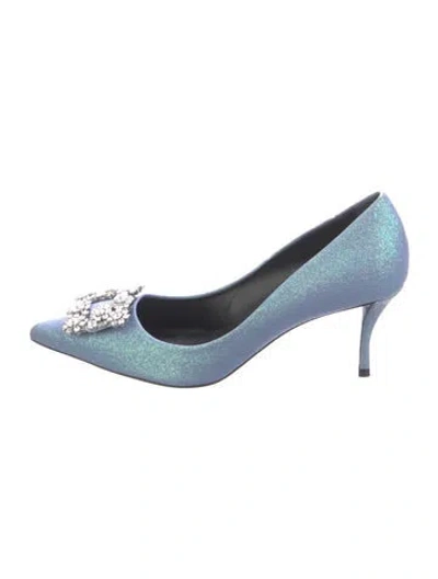 Pre-owned Roger Vivier Glitter Crystal Embellishments Pumps In Blue