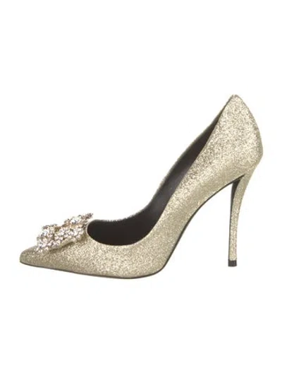 Pre-owned Roger Vivier Glitter Patterned Pumps In Gold