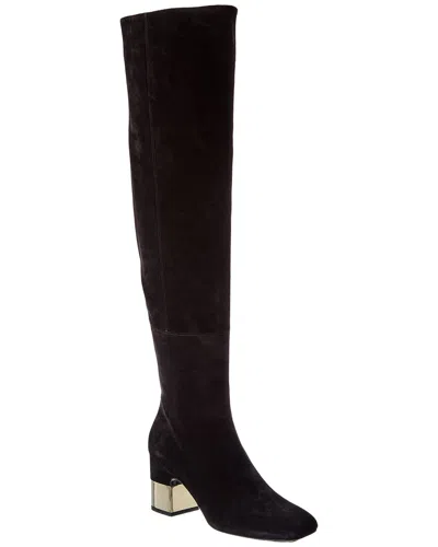 Roger Vivier Glitter Suede Over-the-knee Boot In Black