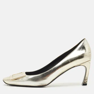 Pre-owned Roger Vivier Gold Leather Trompette Pumps Size 39.5
