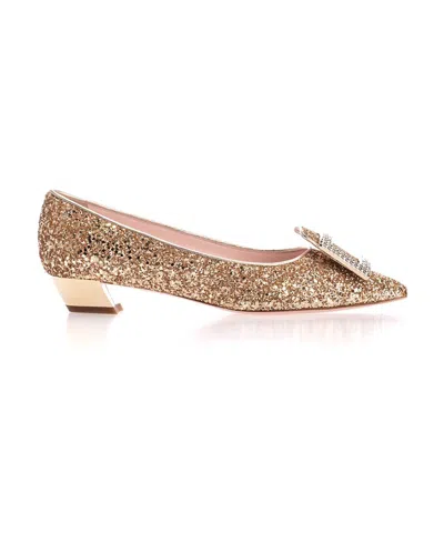 Roger Vivier Gold Thick Heels In Nude