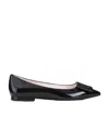 Roger Vivier Gommettine Buckled Glossed Crinkled-leather Ballet Flats In Black