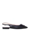 Roger Vivier Gommettine Point-toe Leather Slingback Flats In Black