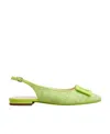 Roger Vivier Gomettine Buckle Slack-down Ballet Shoes In Green