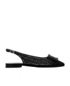 Roger Vivier Gomettine Net Heel Buckle Ballet Shoes In Black