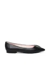 Roger Vivier Gommettine Leather Ballet Flats With Tonal Buckle In Black
