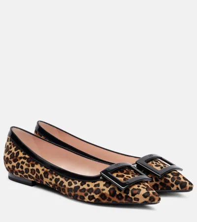 Roger Vivier Gommette Ball Calf Hair Ballet Flats In Animal Print