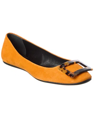 Roger Vivier Gommette Turtle Buckle Suede Flat