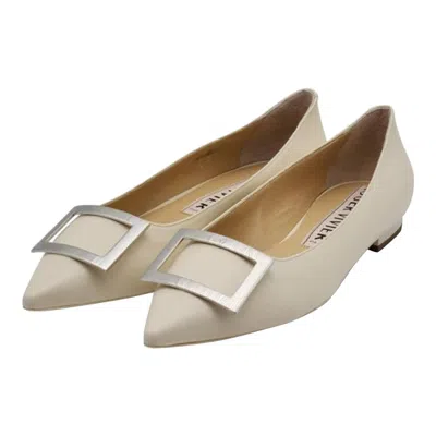 Pre-owned Roger Vivier Gommettine Ball Ballet Flats - Leather In Beige In Brown
