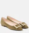 Roger Vivier Gommettine Ball Suede Ballet Flats In Green