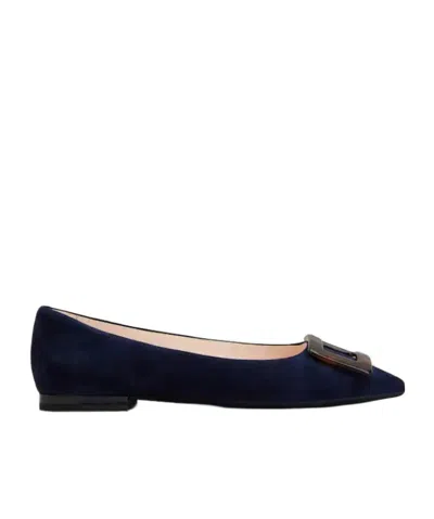 Roger Vivier Gommettine Ballerinas In Suede In Blue