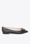 Roger Vivier Black Goat Leather Gommettine 05 Ballerinas In Black