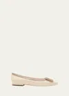 Roger Vivier Gommettine Bicolor Buckle Ballerina Flats In Beige