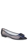 Roger Vivier Gommettine Buckle Pointed Toe Mesh Ballerina Flat