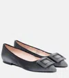 Roger Vivier Grommettine Denim Buckle Ballerina Flats In Black
