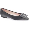 Roger Vivier Grommettine Denim Buckle Ballerina Flats In Nero