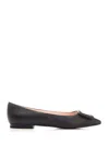 Roger Vivier Grommettine Denim Buckle Ballerina Flats In Black