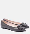 Roger Vivier Grommettine Denim Buckle Ballerina Flats In Brown