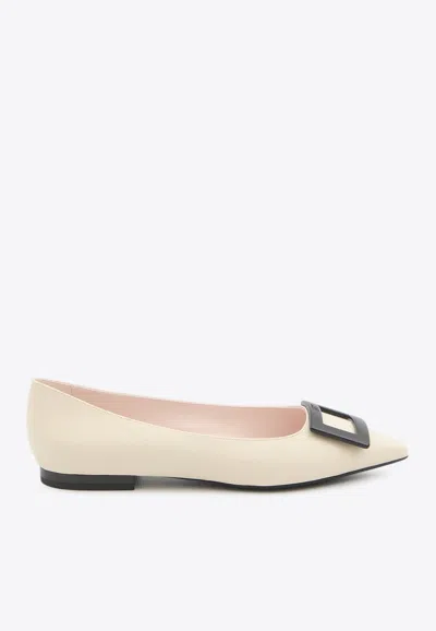 ROGER VIVIER GOMMETTINE LEATHER BALLET FLATS